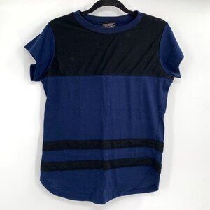 ATHLETEX Blue Athletic Tee Shirt Mesh Accent Black